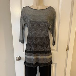 White House Black Market Black, Gray, and Silver Top, 3/4 sleeves